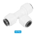 thumbnail image 3 of Uxcell 1/4" Conector de línea de agua en T, paquete de 6, blanco, 3 of 5