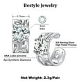 thumbnail image 6 of Bestyle Sterling Silver Ear Cuff Birthstone Earrings, April Created Diamond Clip On Cartilage Earrings for Women Christams Jewelry Gifts, 6 of 8