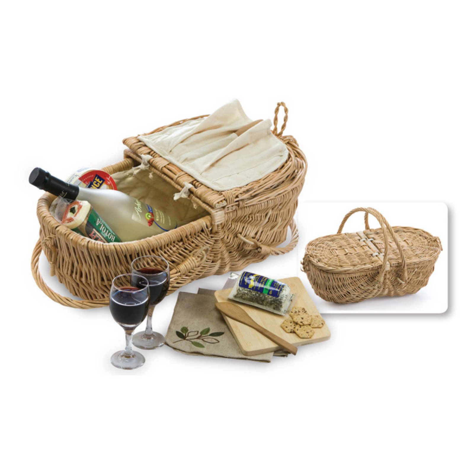 Picnic Plus Eco Wine and Cheese Basket Natural
