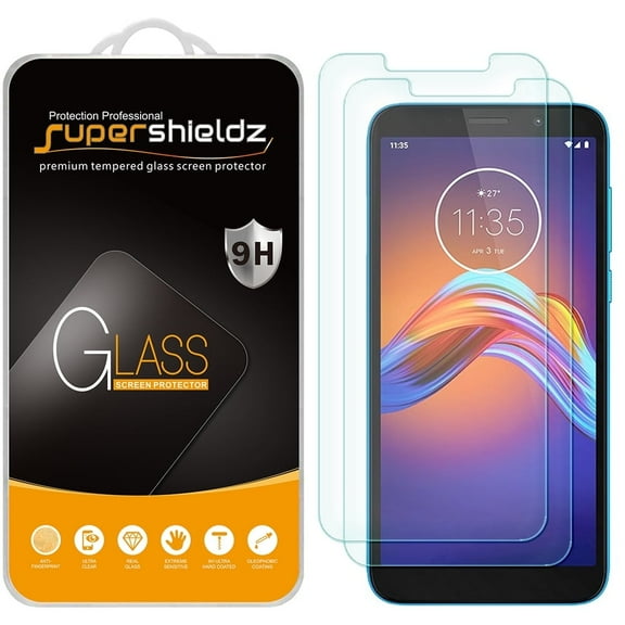 [2-Pack] Supershieldz for Motorola Moto E6 Play Tempered Glass Screen Protector, Anti-Scratch, Anti-Fingerprint, Bubble Free