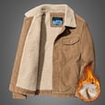 thumbnail image 3 of IYTR Mens Jackets Winter Thickened Corduroy Jacket with Pocket Button Up Lapel Solid Color Long Sleeve Jacket Khaki L, 3 of 4