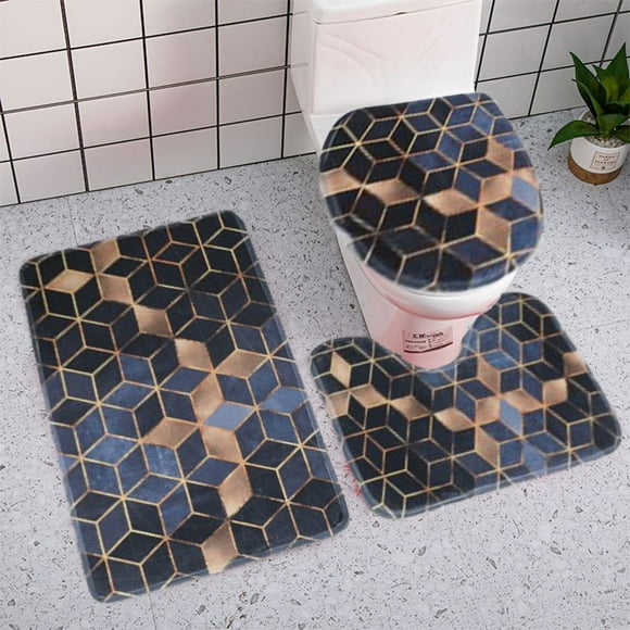 COFEST 3-piece Bathroom Carpet, Super Soft Non Slip Bathtub Carpet and Absorbent Bath Mat, Bathroom Carpet, Plush Bath Mat for Bathroom Multicolor