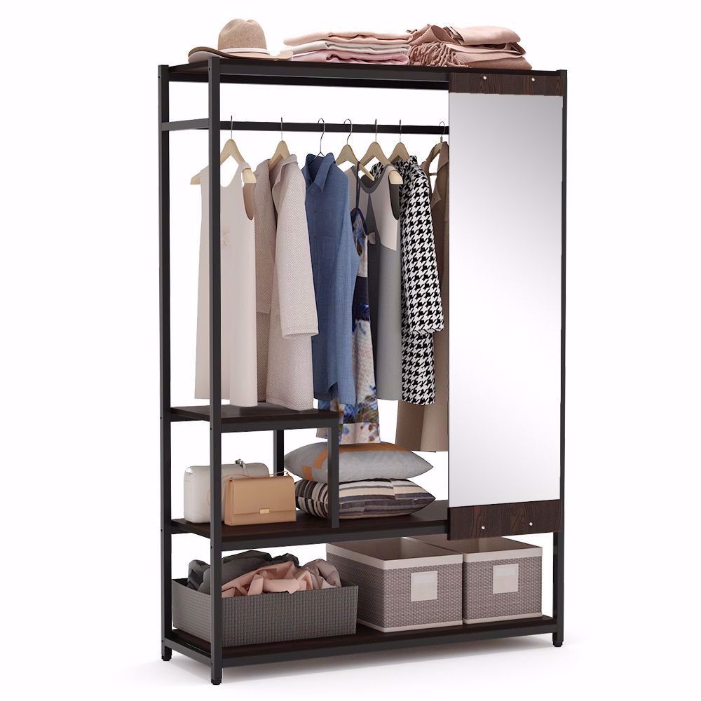 Tribesigns Free -Standing Closet Organizer with Full Length Mirror ...