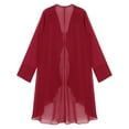 thumbnail image 5 of Alvivi Womens Long Sleeve Sheer Mesh Shrug Elegant Chiffon Open Front Bolero Cardigan Jacket Burgundy S, 5 of 7