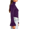 thumbnail image 6 of hotojiny Turtleneck Tops for Women Ruffle Long Sleeve Velvet Blouses Work Shirts Basic Fashion Going out Clothes Spring Outfit, 6 of 7