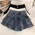 thumbnail image 6 of mgoYE School Uniform Skirt Girls 6M-13T Cotton Elastic Waist Comfortable Jean Skirt(Black,12-13 Years), 6 of 7