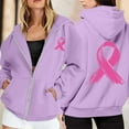 thumbnail image 2 of Yuannlog Womens Hoodies Zip Up Coats Fleece Pullovers Breast Cancer Awareness Month Long Sleeve Pockets Drawstring Casual Sweatshirts Jackets, 2 of 6
