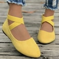 thumbnail image 7 of Xfvqtps Ladys Single Shoes Suede Surface Elastic Ankle Strap Soft Sole Pointy Toe Flats Bottom Ballet Rear Ankle Zipper Shoes New Large Size Shallow Mouth Elastic Flat Shoes Yellow, 7 of 7