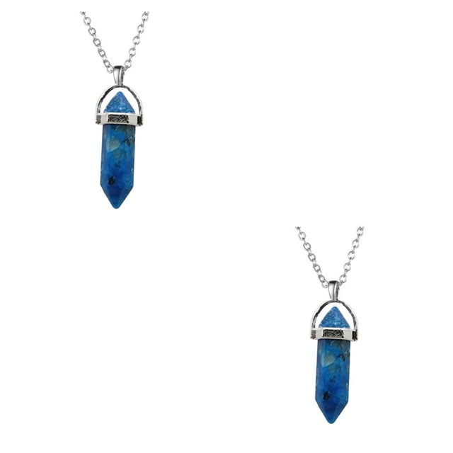 Encanto de columna hexagonal Sonducket joyería exquisita para mujer colgantes de cristal Azul 2piezas