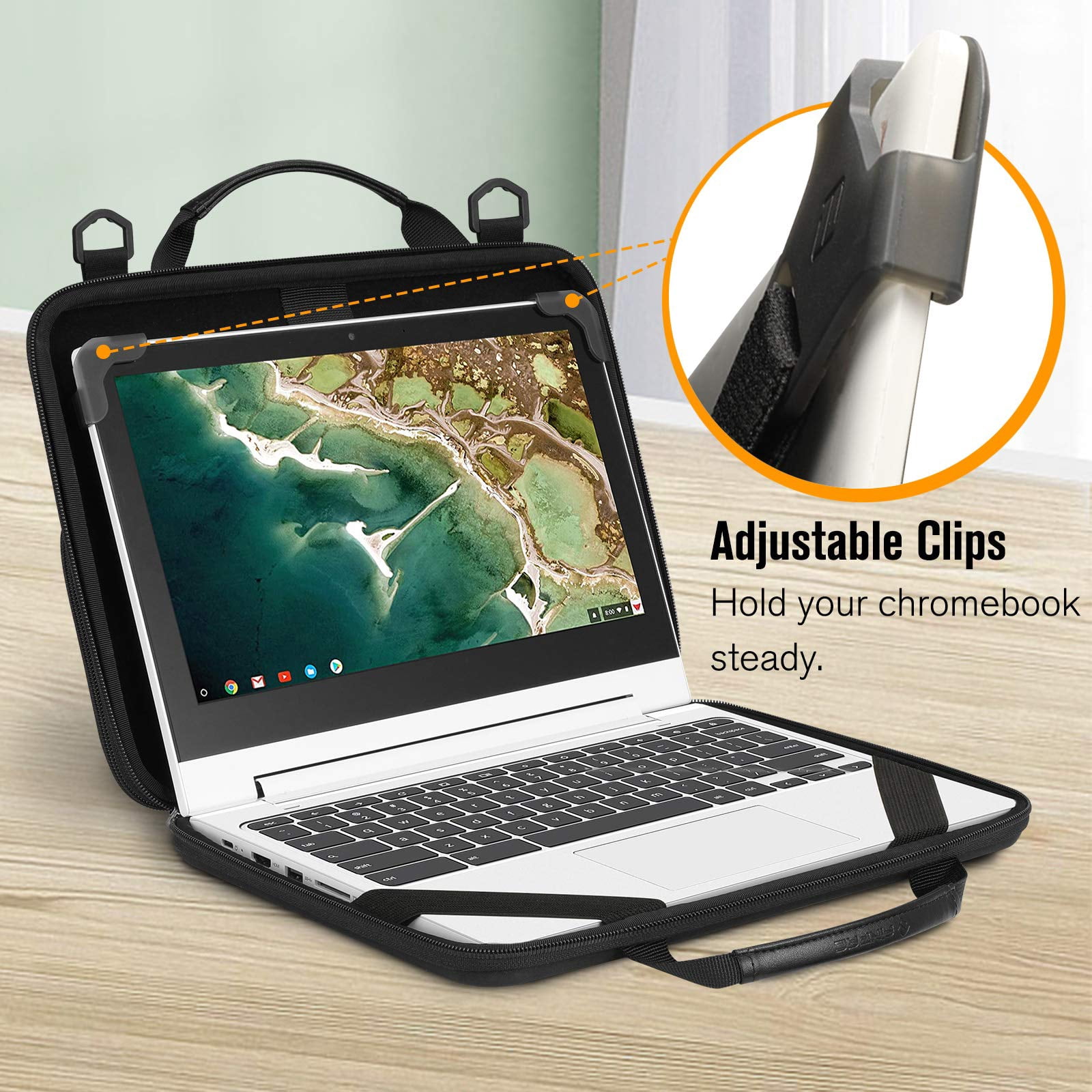 11-11.6 Inch Chromebook Sleeve Case - Protective Briefcase Shoulder Bag with Accessory Pouch for Up to 11.6" Laptop Notebook Ultrabook, Black