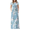 thumbnail image 1 of Vestido suelto de manga corta para mujer (vestido informal largo con bolsillos), 1 of 5