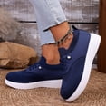 thumbnail image 6 of Nestiefly Slip On Sneakers Women Breathable Mesh Knitted Woven Low Top Walking Shoes Lightweight Wide Width Non-Slip Shoes Blue 41, 6 of 9