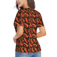 thumbnail image 2 of Goofa Red Hot Chili Pattern Women's Slim-Fit Short-Sleeve V-Neck T-Shirt,Classic-Fit Short-Sleeve V-Neck T-Shirt-Medium, 2 of 5