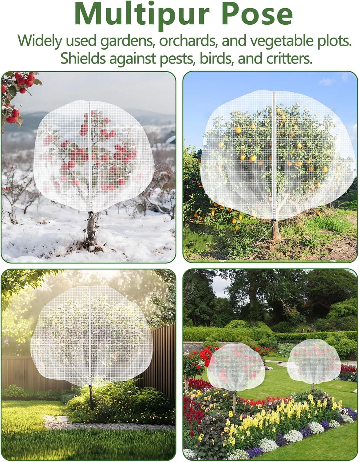 4Pack Ultra Fine Fruit Tree Plant Netting 5.9Ft x 5.25 Ft Garden Covers Protection Tomato Blueberry Bushes Live Plant