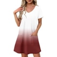 thumbnail image 1 of Vestido Corto de Verano Moda Gradiente Corto de Manga en V Cuello Vestido Casual, Poliéster Ligero de Verano, Lavado de Manos, 1 of 8