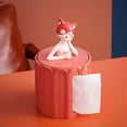 thumbnail image 3 of Girl Statue Tissue Box Covers Tissues Holder Case Decoration Orange Red, 3 of 8