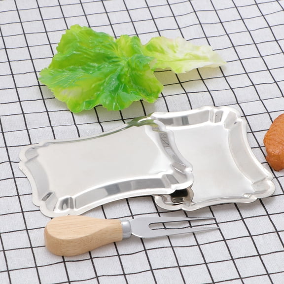 Luxshiny Stainless Steel Snack Dish Silver for Kitchen Use Elegant Style 2Pcs