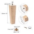 thumbnail image 2 of Uxcell Furniture Legs 8 Inch(200mm) Set of 4 Square Solid Wood Couch Legs, with Accessories, 2 of 7