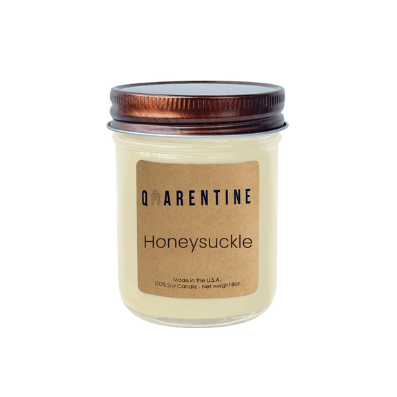 Natural Organic Honeysuckle Soy Wax Candle, Fresh Floral Blend Scent, Aromatherapy & Massage Oil - Quarentine Essentials by Carla Miles