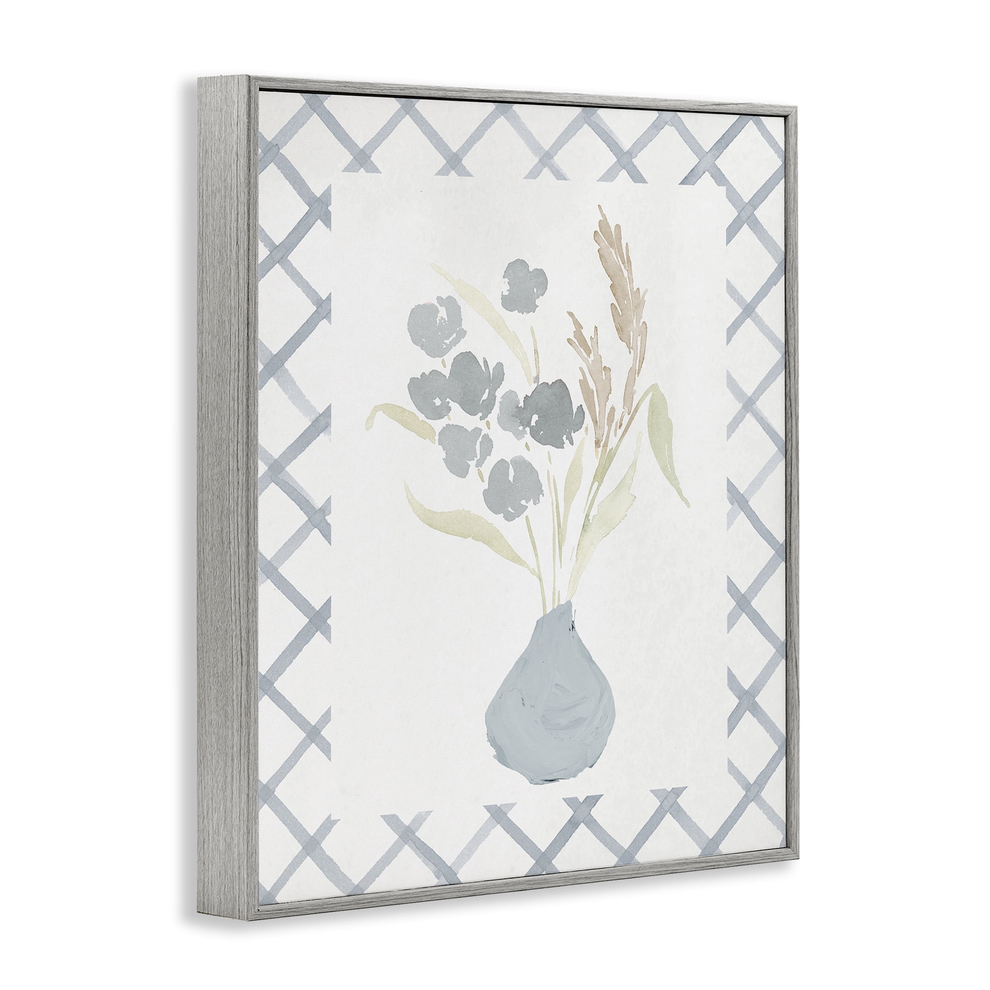 Stupell Industries Muted Blue Anna Bouquet Gray Framed Giclee Art, design by Lucille Price