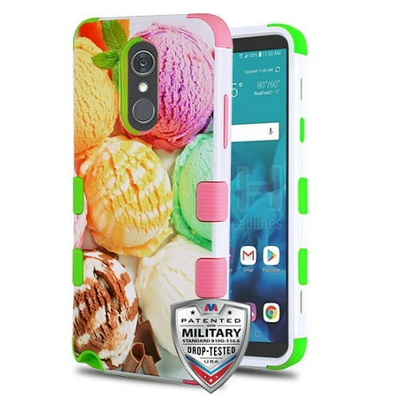 Lg Rumor Scoop Phone case for LG Stylo 4 - Tuff Hybrid Shockproof Impact Rubber Dual Layer Hard & Soft Protective Hard Case Cover Rubberized - Ice Cream Scoops ()