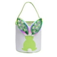 thumbnail image 1 of Bolsa de regalo para el Día del Niño con forma de conejito, bolsas vacías con forma de cubo y orejas de conejo iluminadas para buscar huevos de Pascua, decoraciones de Pascua y guardar dulces (verde), 1 of 9