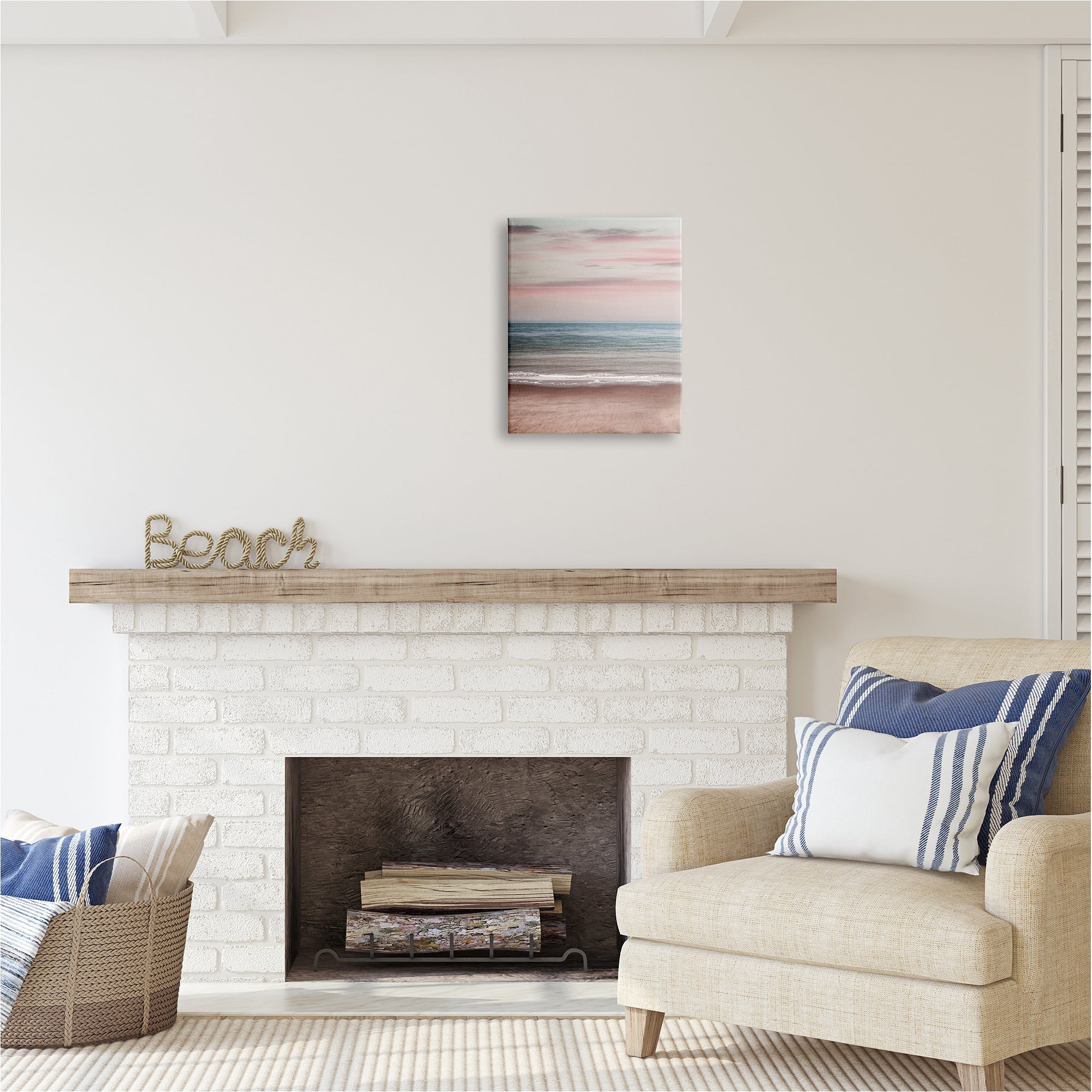 Stupell Industries Pastel Shore Sunrise Landscape Painting Gallery Wrapped Canvas Art Print Wall Art, 16 x 20