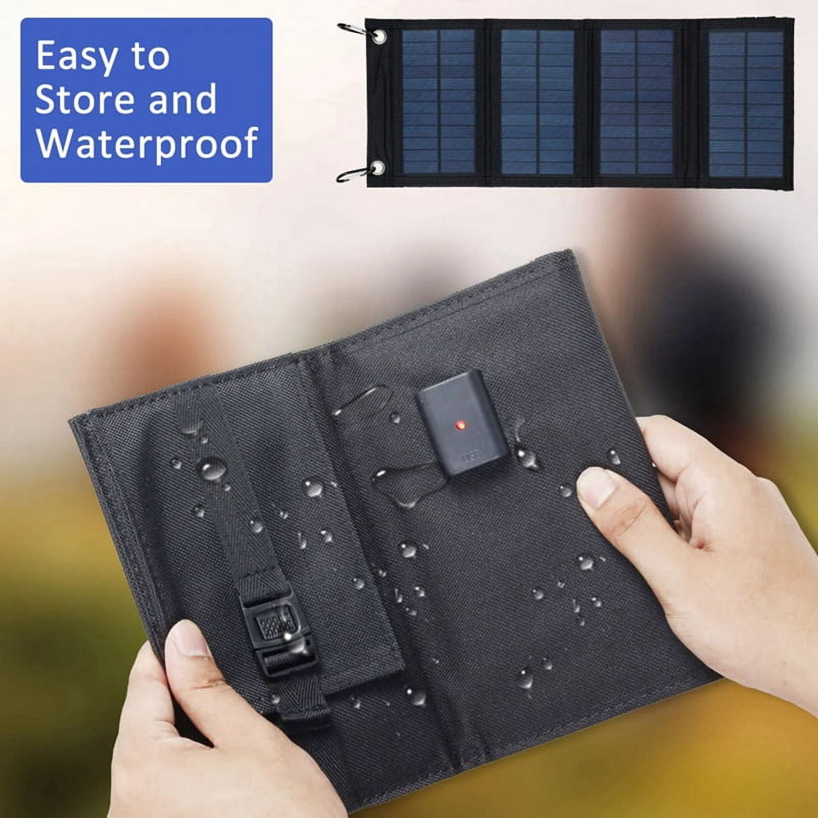 2X Foldable Solar Panel Charger Portable Battery for Cell Phone Outdoor Waterproof Power Bank for Camping Accessories