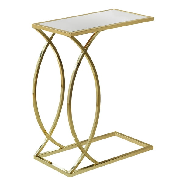 ACCENT TABLE MIRROR TOP WITH GOLD METAL