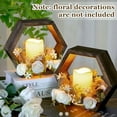 thumbnail image 6 of 16 Pcs Wooden Candle Lantern Set Includes 8 Rustic Wedding Centerpieces for Table Decorative Candle Lanterns and 8 Flameless Decorative LED Candles for Wedding, Dark Brown, Hexagon, 6 of 6