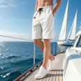 thumbnail image 2 of Men'S Casual Shorts Elastic Waist Shorts Summer Beach Drawstring Shorts with Pockets White XL, 2 of 9