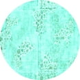 thumbnail image 1 of Ahgly Company Machine Washable Indoor Round Abstract Turquoise Blue Modern Area Rugs, 6' Round, 1 of 4
