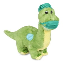 DolliBu Green Dinosaur Doctor Plush Toy - Super Soft Dinosaur Doctor Stuffed Animal Dress Up with Cute Scrub Uniform and Cap Outfit - Fluffy Doctor Toy Plush Gift - 10 Inches
