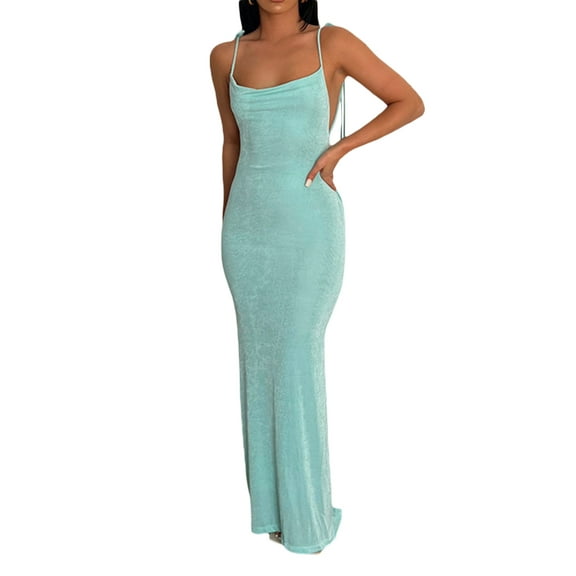 Michellecmm Women Open Back Slip Dress, Solid Color Spaghetti Strap Skirt