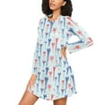 thumbnail image 3 of joogoo Red Bows Blue Women's Long Sleeve Nightgown Sleepwear L, 3 of 8