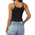 thumbnail image 4 of Pincandy Women's Fashionable And Sexy Camisole Round Neck Solid Color Basic Double Lined Scoop Neck Tank Tops Adjustable Cami Tank Summer Sleeveless Tops,Black,S, 4 of 6
