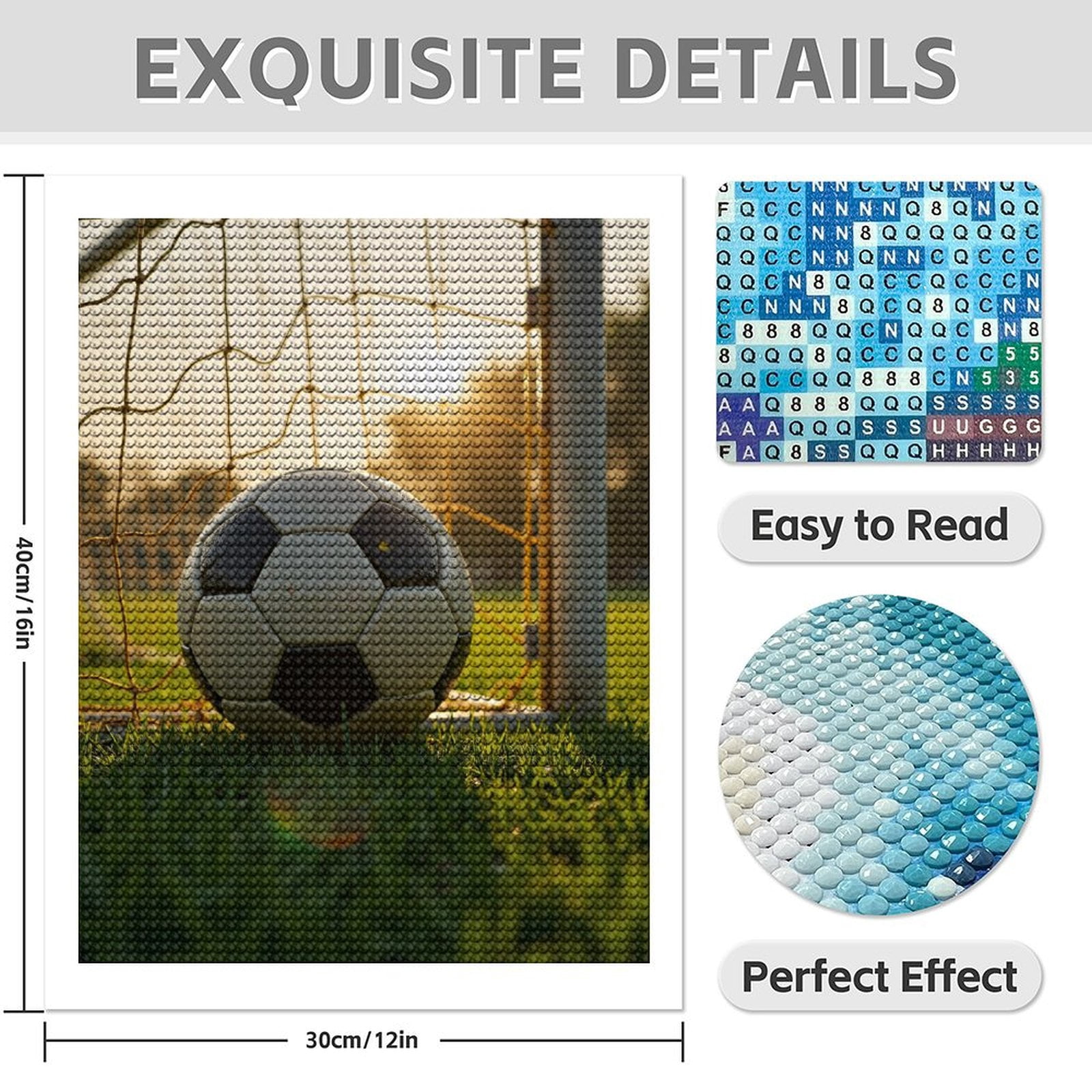 Diamond Art Kits for Adults - 5d Soccer Ball Goal Sunset Field Diamond Painting for Adults, Diamond Art for Adults Beginners, Diamond Painting Kits for Adults for Home Wall Decor
