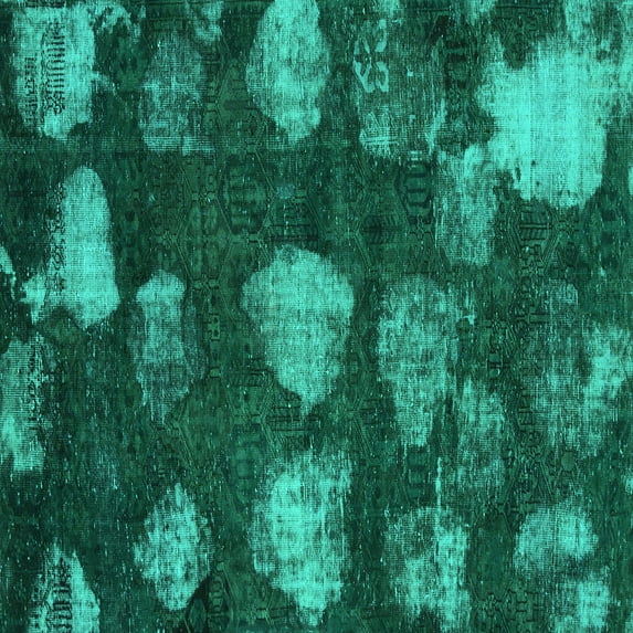 Ahgly Company Machine Washable Indoor Square Abstract Turquoise Blue Modern Area Rugs, 4' Square