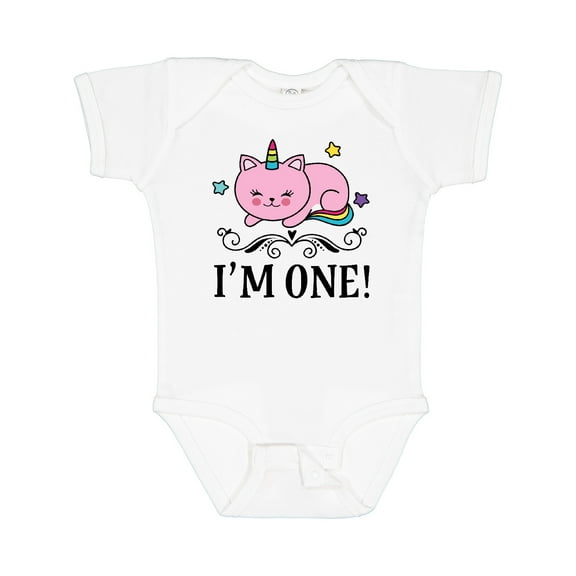 Inktastic First Birthday Unicorn Cat Girls Girls Baby Bodysuit
