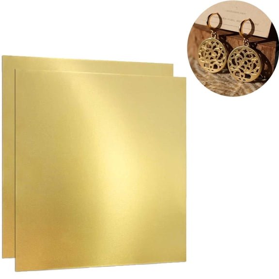 2Pack 15 x 15 cm Brass Sheets, 1mm Thick Brass Plates Resistant No Scratches for DIY Cutting Crafts Making