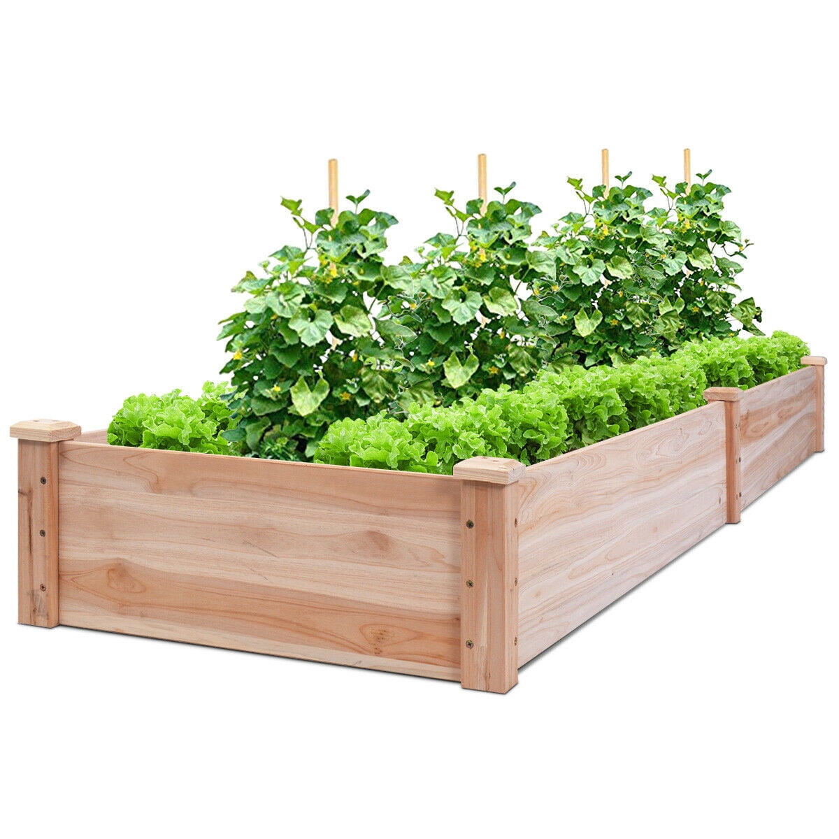 Costway Wooden Vegetable Raised Garden Bed Patio Backyard Grow Flowers