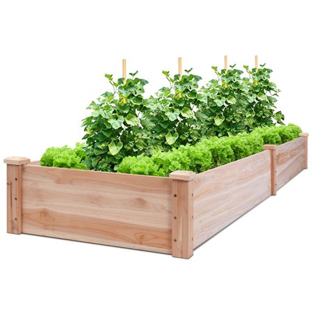 Costway Wooden Vegetable Raised Garden Bed Patio Backyard Grow Flowers Plants (Best Flowers For Vegetable Garden)