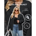 thumbnail image 3 of NAYTOAO Women's Plus Size Jacket: Full‑Zip Long Sleeve Knit Bomber Jacket, Casual Lightweight Streetwear with Pockets for All‑Season Wear, 3 of 7