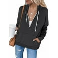 thumbnail image 3 of Women's Lightweight Hooded Jacket Casual Soft Outerwear with Zippered Pockets for Spring Autumn Seasons, 3 of 5