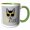 Green/White, variant on 3drose, Hipster Cat with a Mustache and Yellow Sunglasses with Catatude, 11oz Two-tone Black Mug