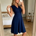 thumbnail image 6 of Ayolanni Solid Color Summer Dresses for Women 2026 V-Neck Long Casual A-Line Dress Twist Front Sleeveless Ruched Waist Going Out Sundress L, 6 of 8