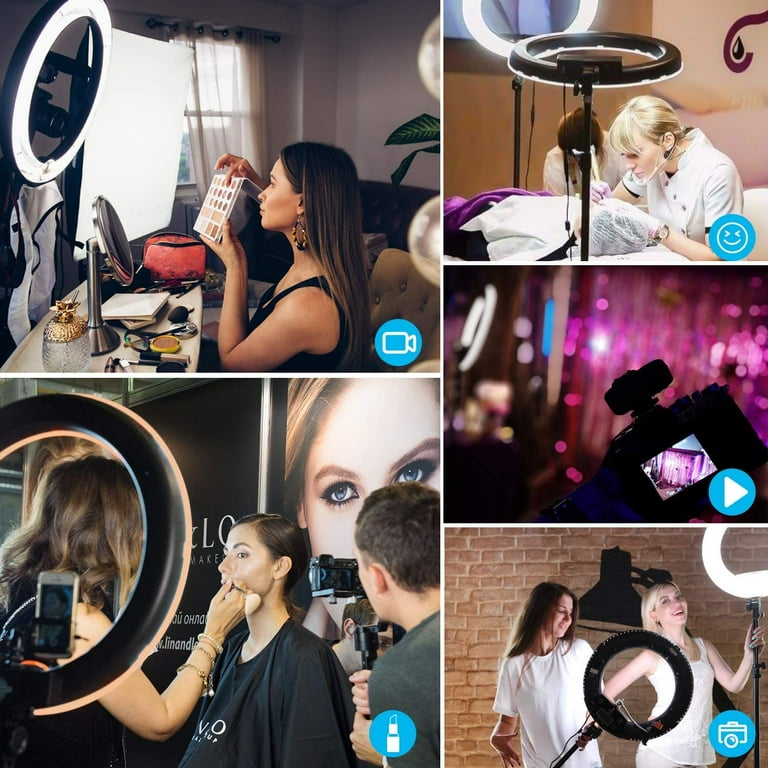 Yesker Ring Light 18 Inch LED Ringlight Kit with 73 inch Tripod Stand with  Phone Holder Adjustable 3200-6000k Color Temperature Circle MUA Lighting