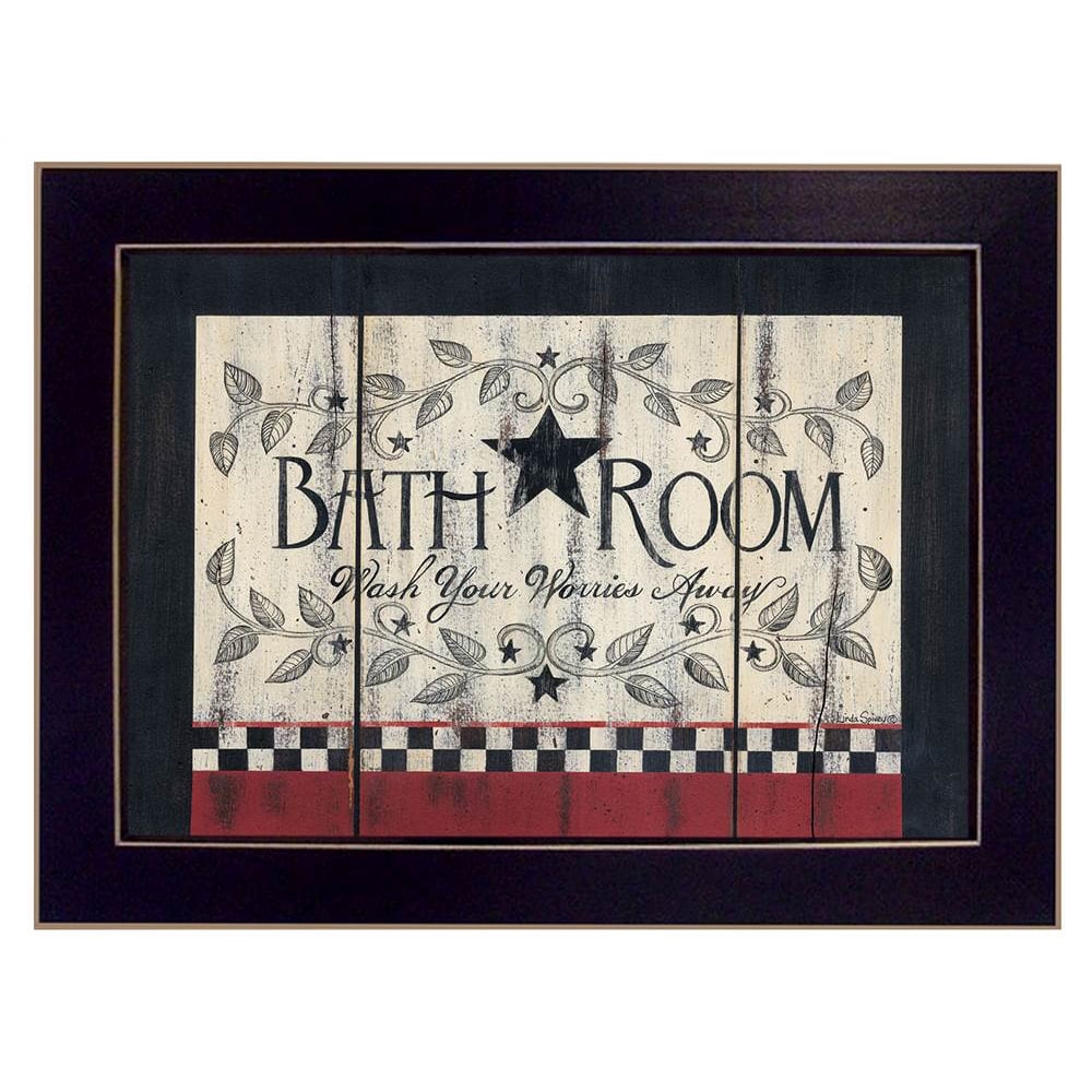 14 in. "Bathroom" Black Framed Print Wall Art - Walmart.com - Walmart.com
