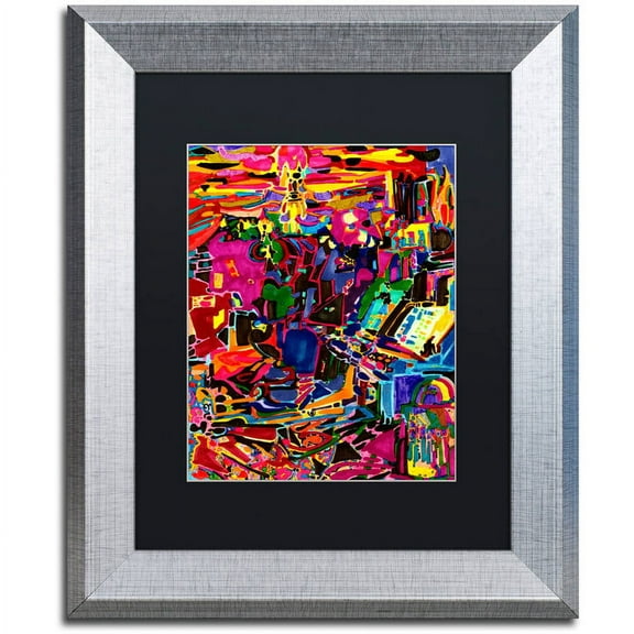 Trademark Fine Art "Fire In The Arcade" Canvas Art by Josh Byer, Black Matte, Silver Frame