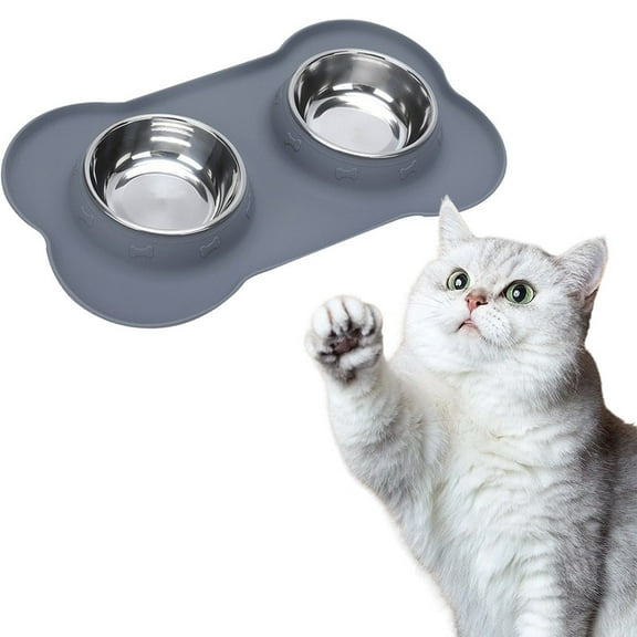 No-Spill Stainless Steel Dog Bowls with Non-Skid Mat - 24oz Pet Food & Water Dishes for Small, Medium, Large Dogs & Cats, Anti-Slip Feeder Bowl Set, Easy Clean, Durable